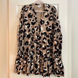 Mud Pie Leopard Print Tiered Mini Dress or Tunic Top